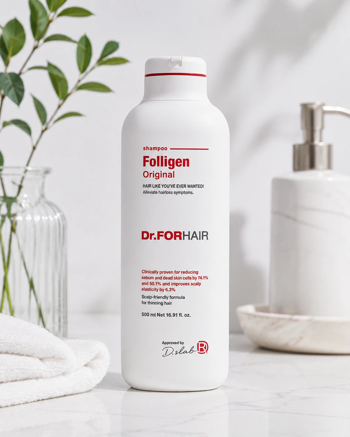 Dr. FORHAIR Folligen Original Shampoo 500 ml – șampon pentru îngrijirea scalpului și părului fin
