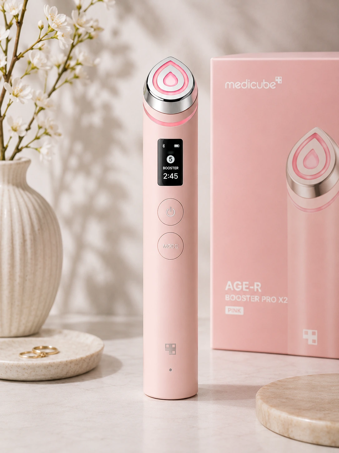 Medicube AGE-R Booster Pro X2 Pink – dispozitiv facial multifuncțional 7-în-1