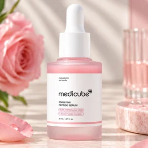 medicube PDRN Pink Peptide Serum, ser facial cu Rose PDRN, 5 tipuri de peptide și niacinamidă, 30 ml